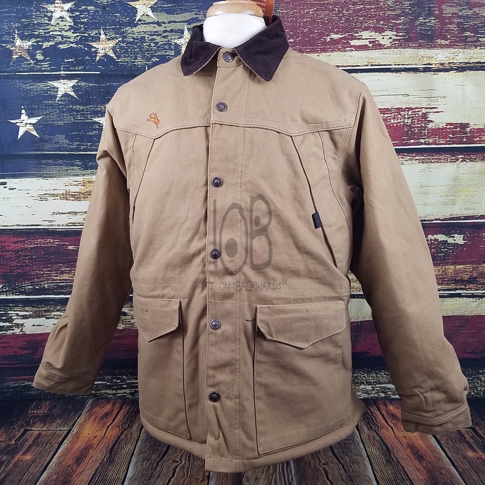 WYOMING TRADERS MENS RANCH CANVAS FLEECE LINED COWBOY WESTERN COAT - TAN